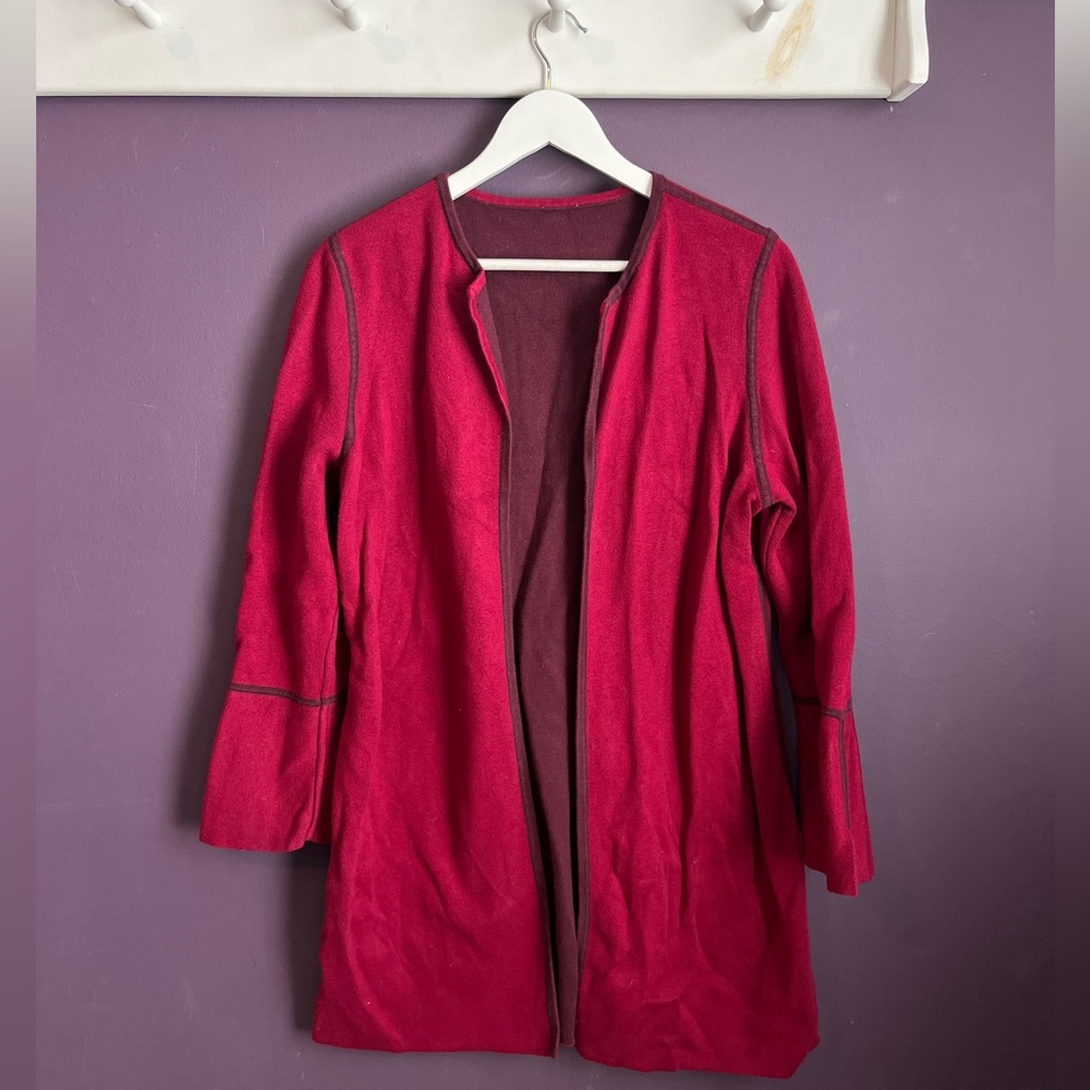 Reversible Bell Sleeve Pink and Red Cardigan